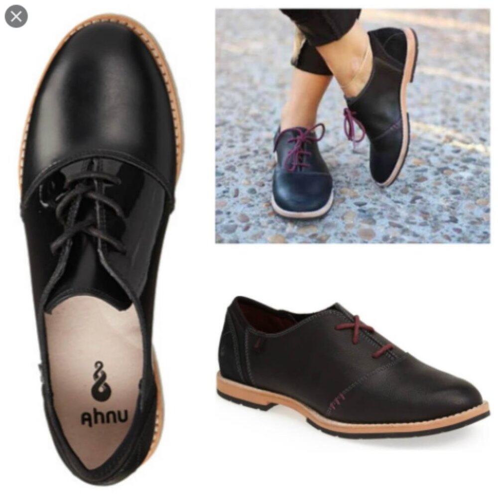 AHNU EMERY flats lace up oxford women size 7 black